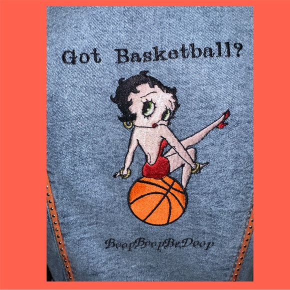 Betty  Boop Embroidered Got Basketball Denim Vest - Picture 4 of 10